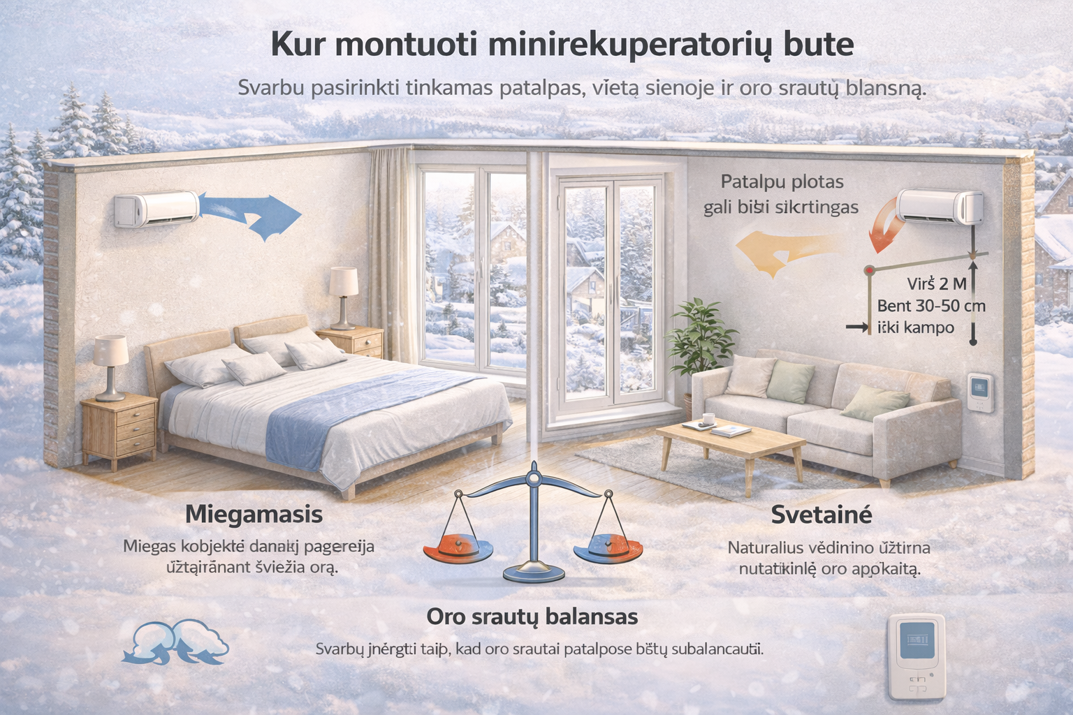 Kur montuoti minirekuperatorių