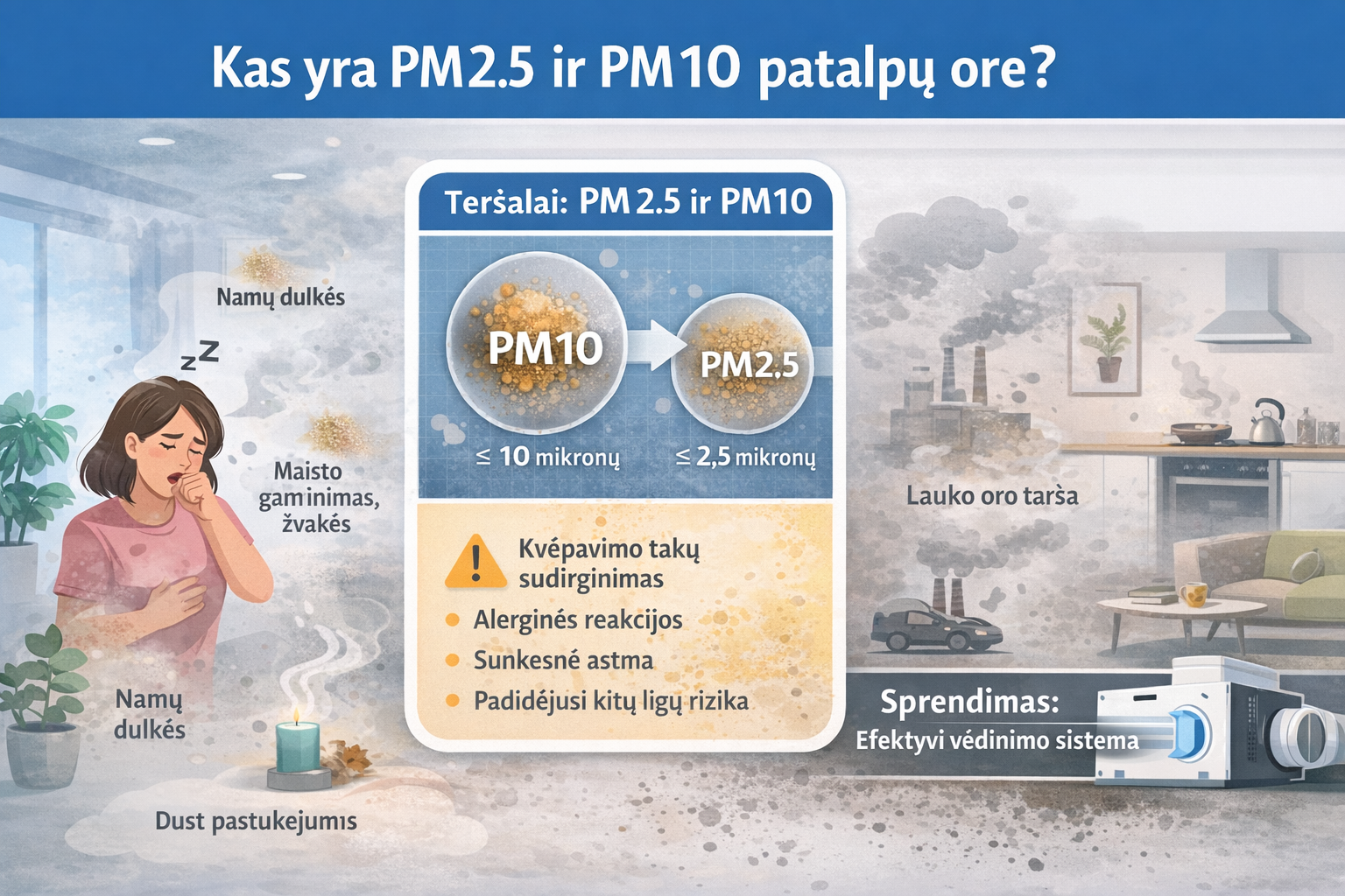 PM 2,5 ir PM 10 patalpose